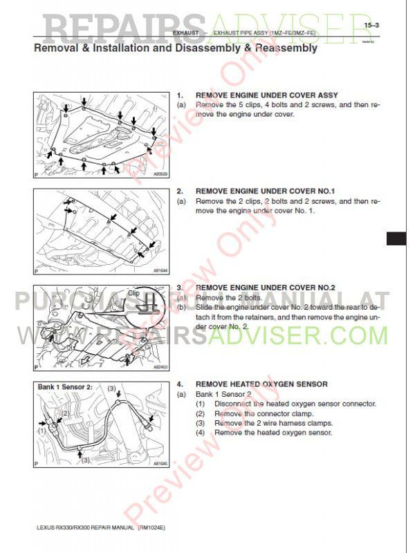 Lexus RX350 / RX330 / RX300 PDF Manual Download